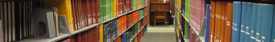 View down a library aisle